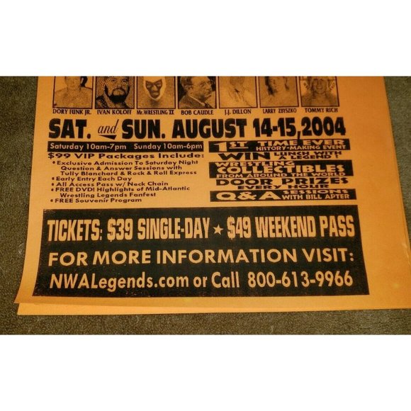 NWA LEGENDS FANFEST 2004 hand flyer fayetteville ole anderson - Picture 4 of 5